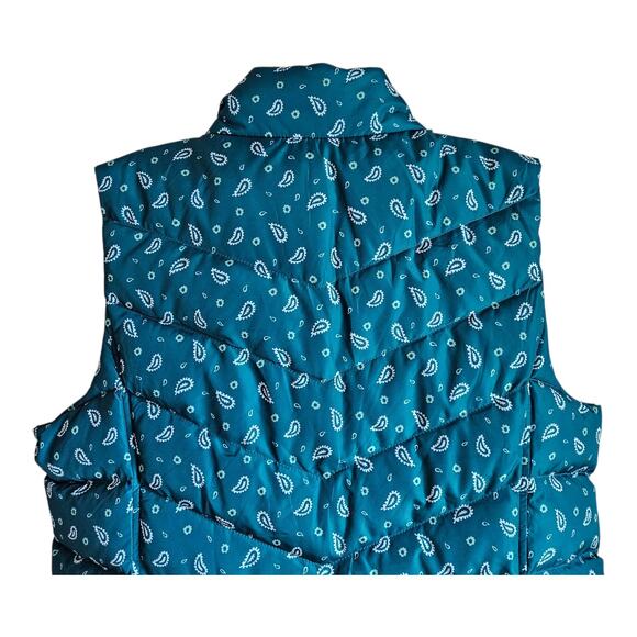 LANDS END Women's Petite 18 18P Down Puffer Vest Green White Gorpcore Bust 44" - Picture 6 of 8